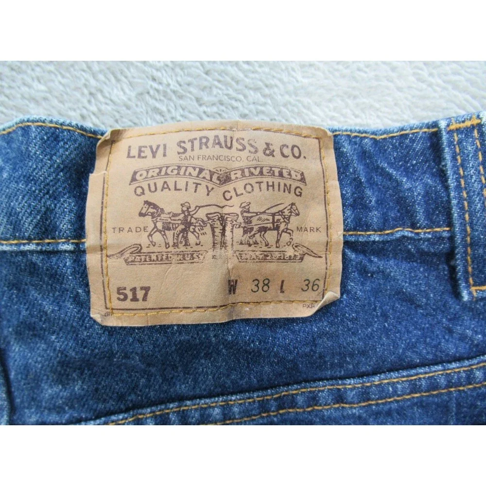Vintage Levi's 517 Jeans Mens Tall 34x35 (Tag 38x36) Orange Tab Bootcut USA Made